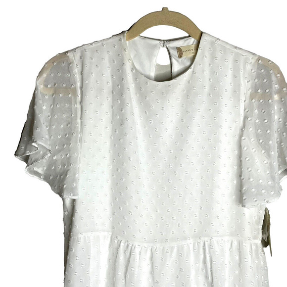 ALTAR’D State Size XS Tiered Dress Rosie Flutter Sleeve Ivory Swiss Dot NEW - Picture 3 of 12